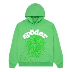 Stylish person wearing the vibrant Green Sp5der Web Hoodie
